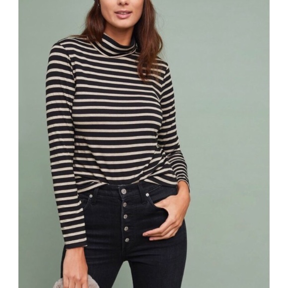 NWT Anthropologie Striped Shine Turtleneck - Picture 2 of 2